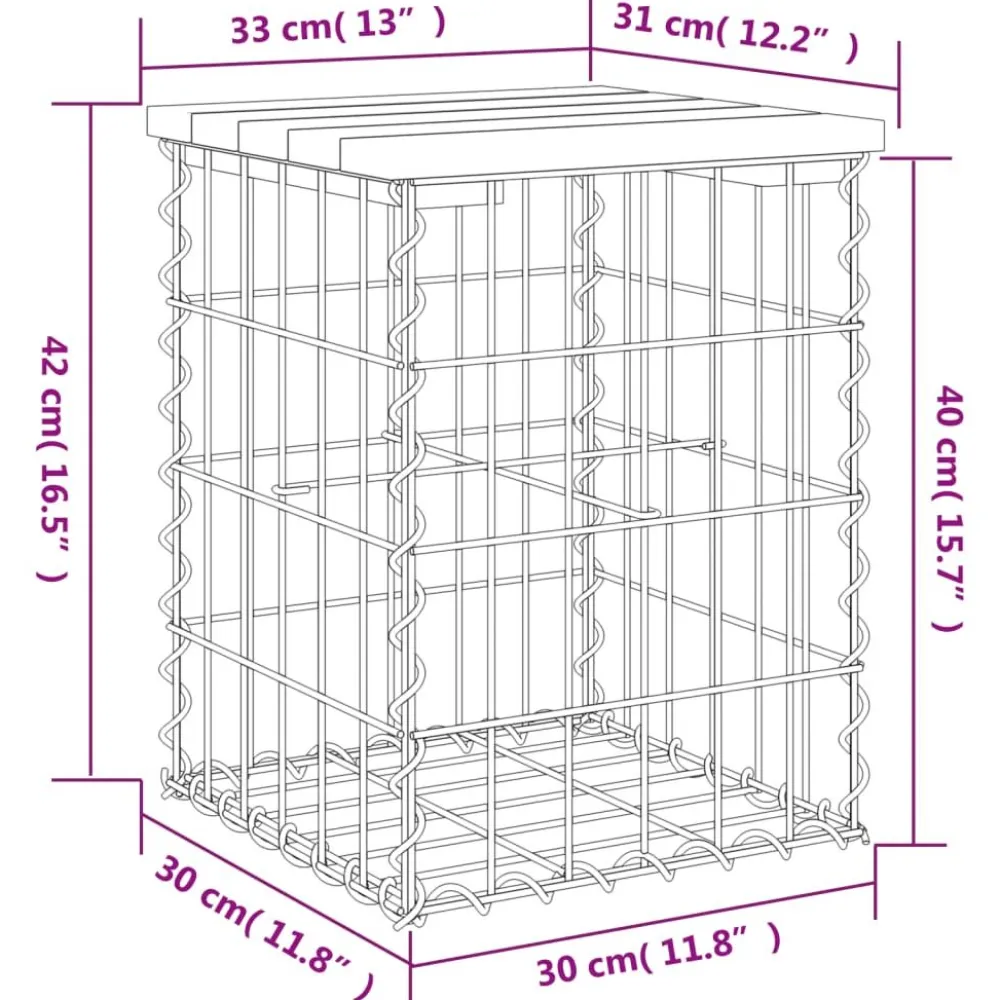 Clearance FinePRICE Puutarhapenkki kivikorilla 33x31x42 cm kyllästetty mänty