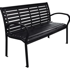 Hot FinePRICE Puutarhapenkki musta 116 cm teräs ja WPC (19578)