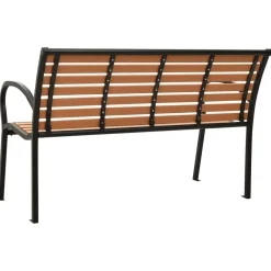 FinePRICE Puutarhapenkki musta ja ruskea 116 cm teräs ja WPC