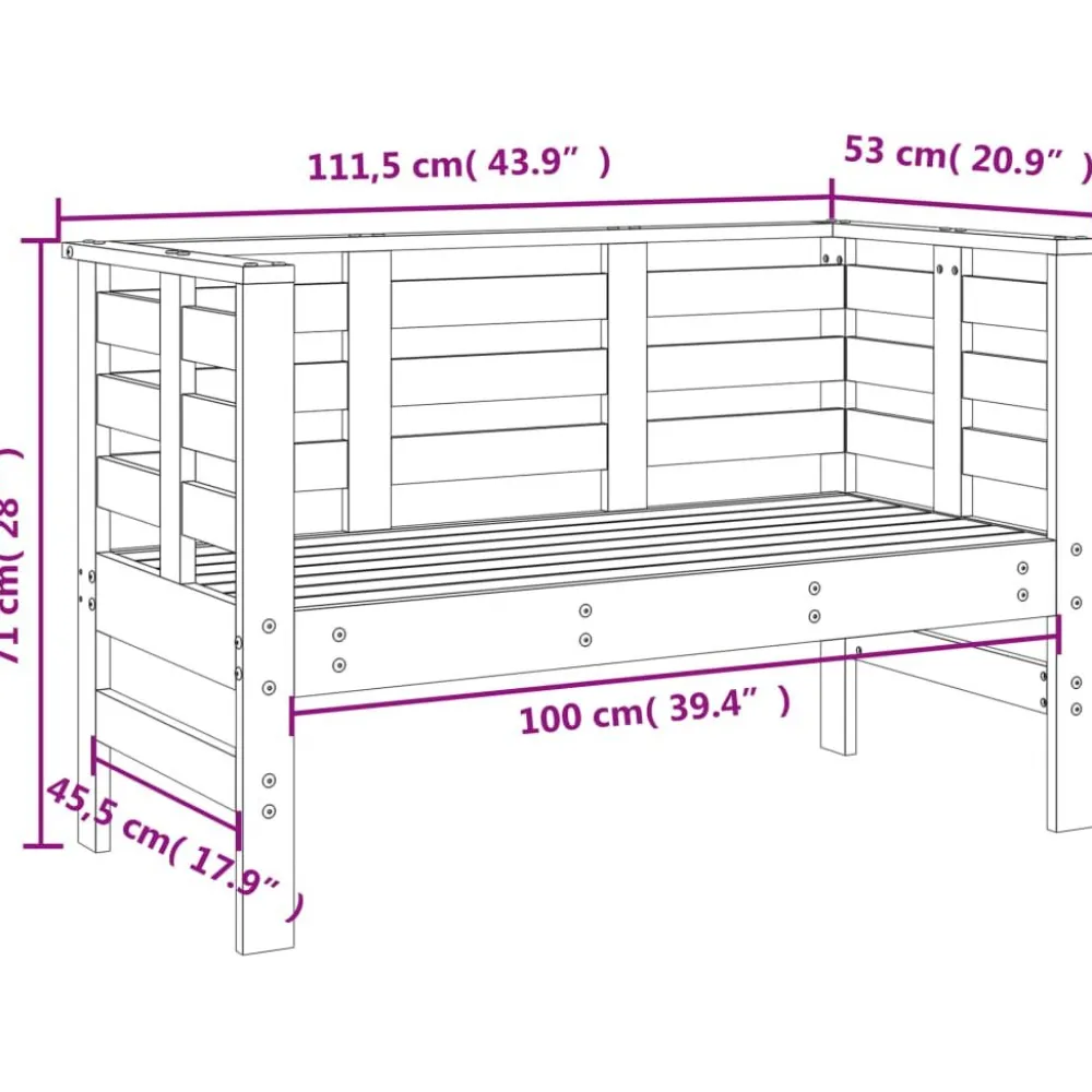 Discount FinePRICE Puutarhapenkki musta 111,5x53x71 cm, mänty
