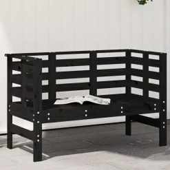Discount FinePRICE Puutarhapenkki musta 111,5x53x71 cm, mänty