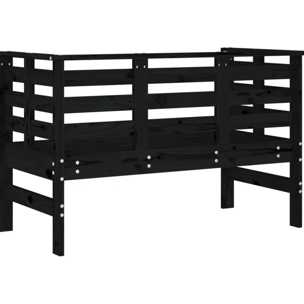 Discount FinePRICE Puutarhapenkki musta 111,5x53x71 cm, mänty