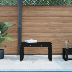 Outlet FinePRICE Puutarhapenkki musta 80x38x45 cm, mänty