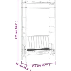 Best FinePRICE Puutarhapenkki pergolalla 116 cm bambu