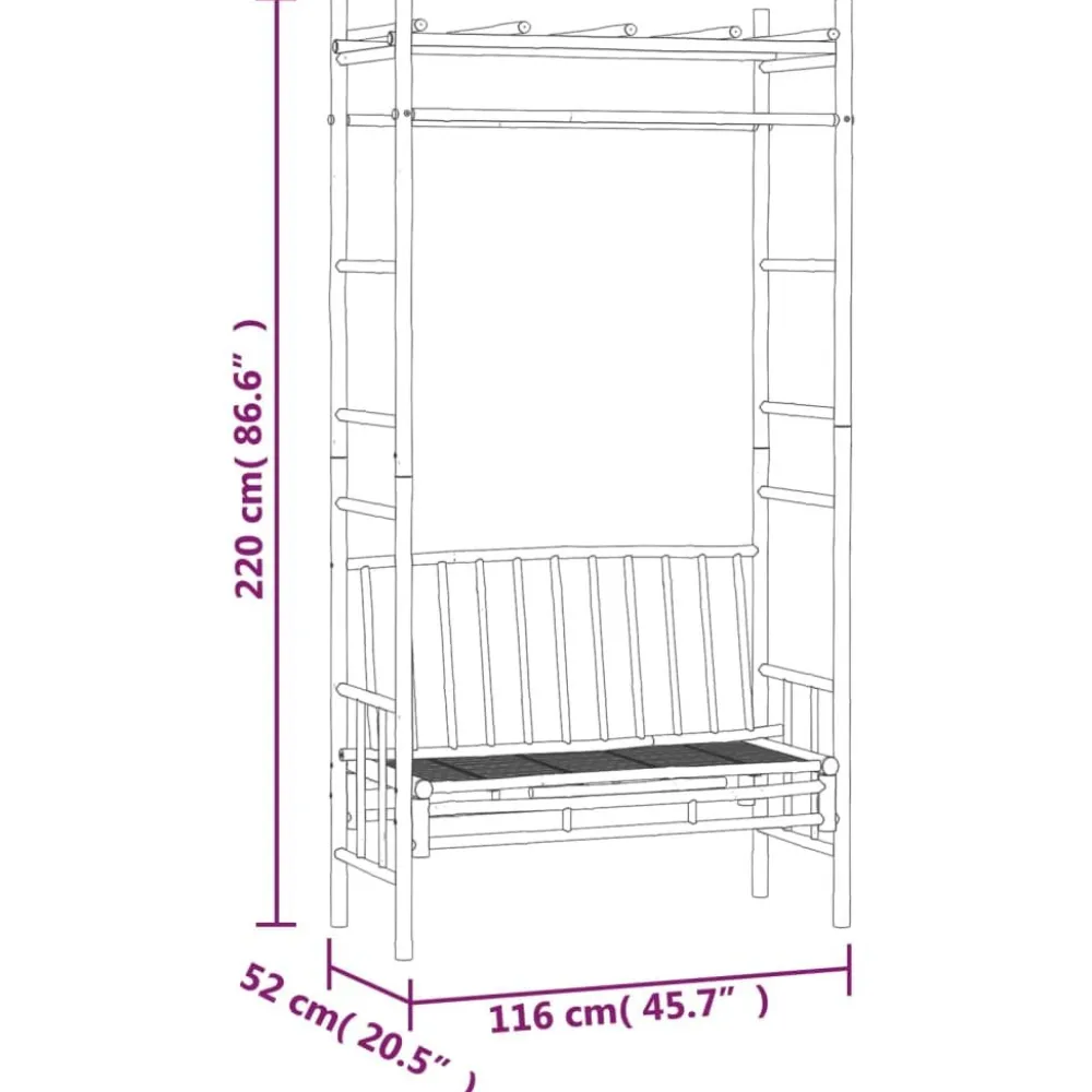 Best FinePRICE Puutarhapenkki pergolalla 116 cm bambu