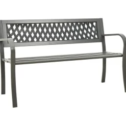 Discount FinePRICE Puutarhapenkki teräs harmaa 125 cm