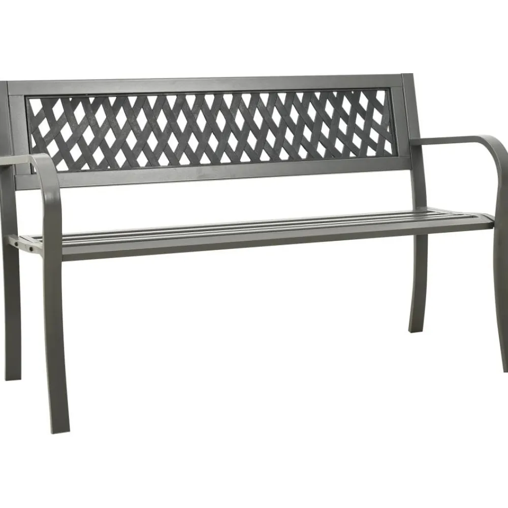 Discount FinePRICE Puutarhapenkki teräs harmaa 125 cm