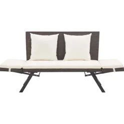 Clearance FinePRICE Puutarhapenkki tyynyillä musta 176 cm polyrottinki