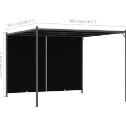 Best FinePRICE Puutarhapergola rullattavalla katolla 3x3 m antrasiitti (49324)