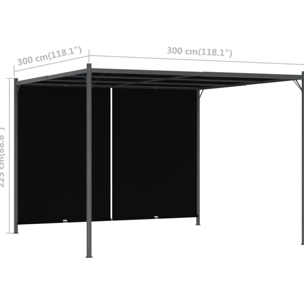 Best FinePRICE Puutarhapergola rullattavalla katolla 3x3 m antrasiitti (49324)