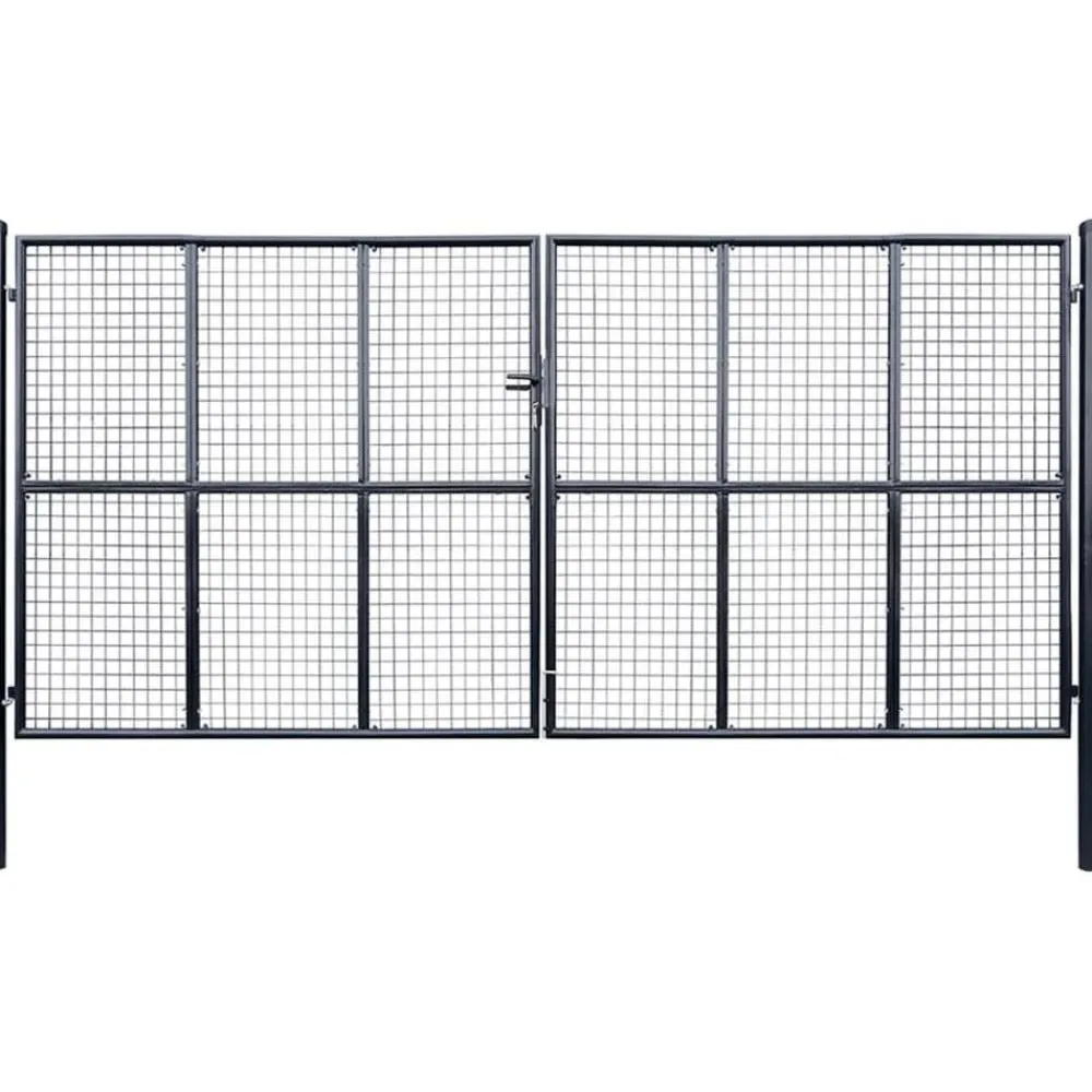 Online FinePRICE Puutarhaportti galvanoitu teräsverkko 400x200cm harmaa