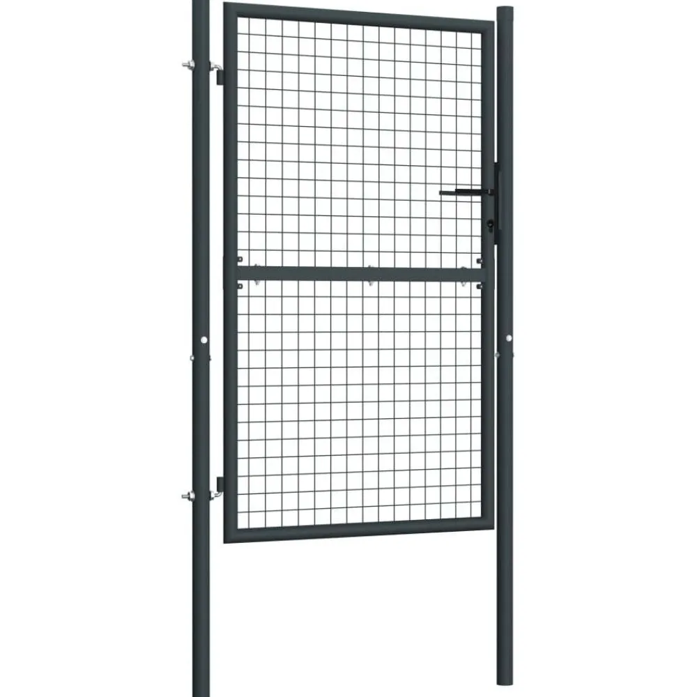 Hot FinePRICE Puutarhaportti galvanoitu teräsverkko 100x250cm harmaa