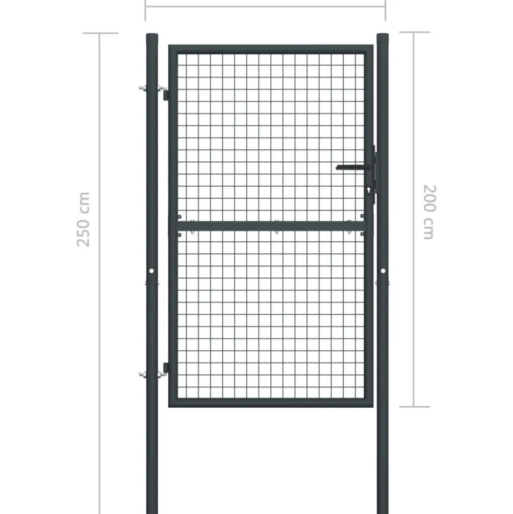Hot FinePRICE Puutarhaportti galvanoitu teräsverkko 100x250cm harmaa