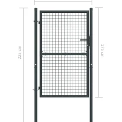Hot FinePRICE Puutarhaportti galvanoitu teräsverkko 100x225cm harmaa