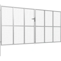 Discount FinePRICE Puutarhaportti galvanoitu teräs 415x225cm hopea