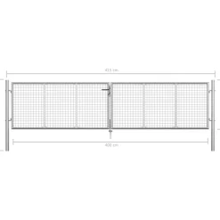 Outlet FinePRICE Puutarhaportti galvanoitu teräs 415x125cm hopea