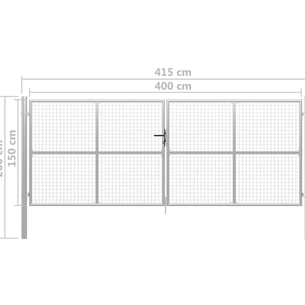 Clearance FinePRICE Puutarhaportti galvanoitu teräs 415x200cm hopea