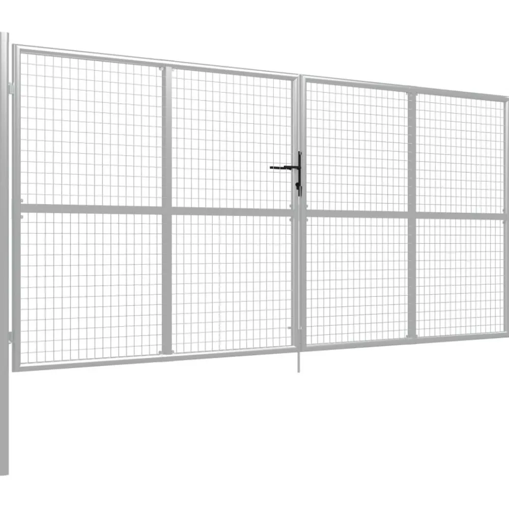 Clearance FinePRICE Puutarhaportti galvanoitu teräs 415x200cm hopea