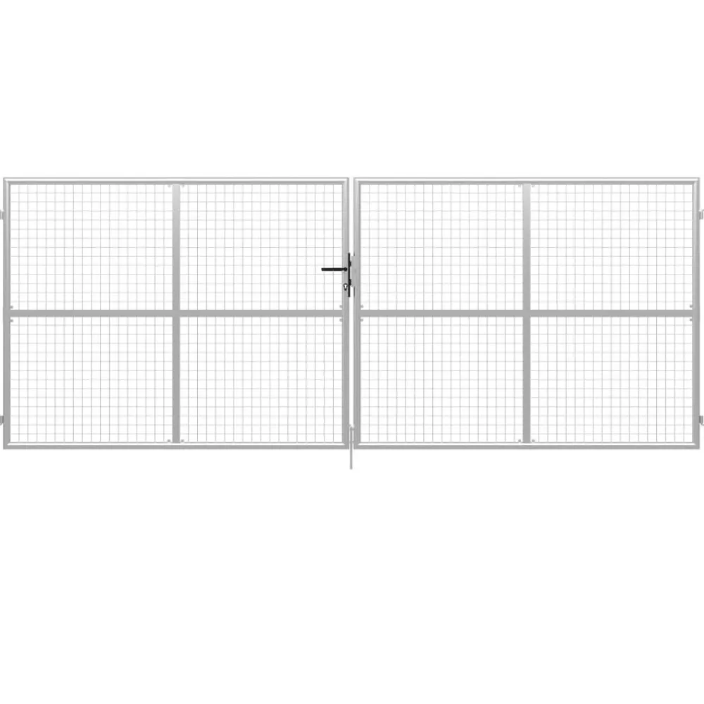 Clearance FinePRICE Puutarhaportti galvanoitu teräs 415x200cm hopea