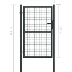Online FinePRICE Puutarhaportti galvanoitu teräsverkko 100x200cm harmaa
