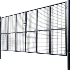 New FinePRICE Puutarhaportti galvanoitu teräsverkko 400x175cm harmaa