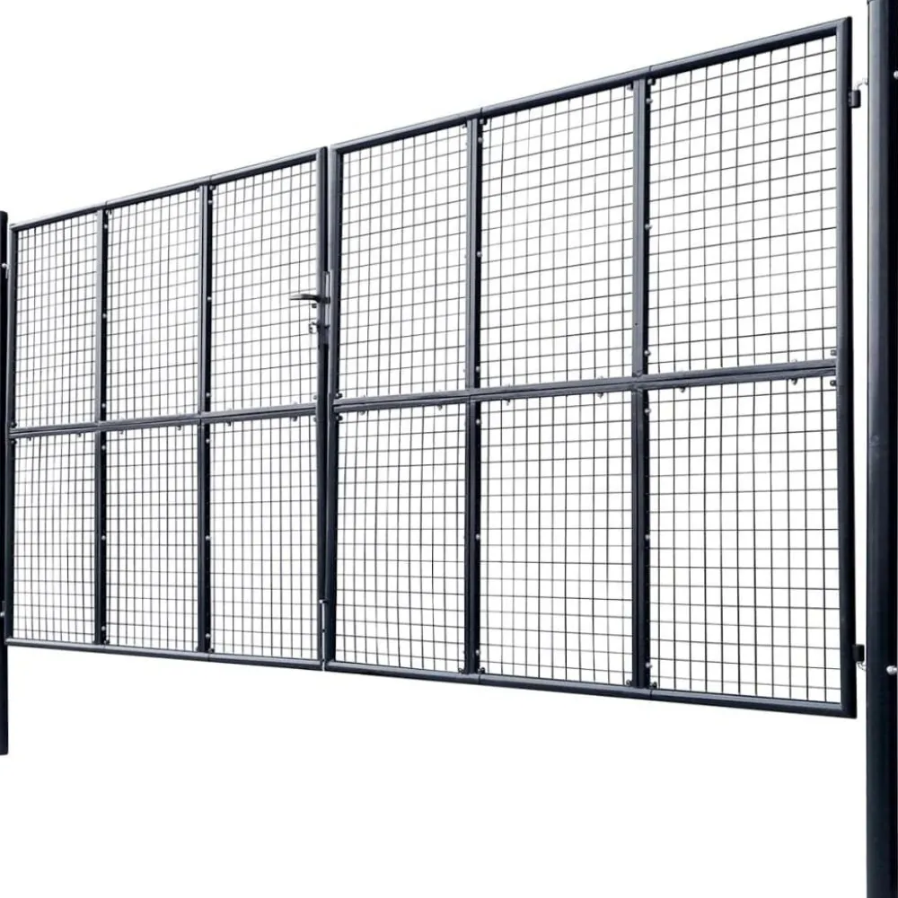 New FinePRICE Puutarhaportti galvanoitu teräsverkko 400x175cm harmaa