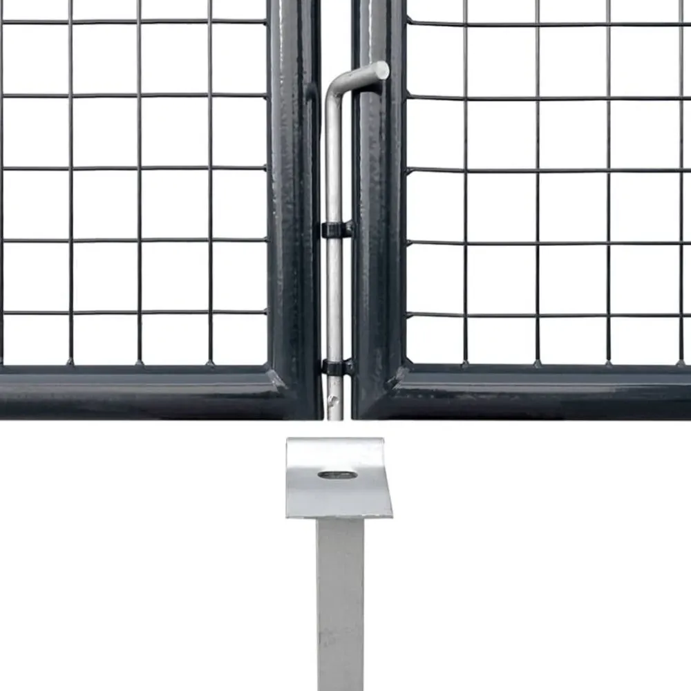New FinePRICE Puutarhaportti galvanoitu teräsverkko 400x175cm harmaa