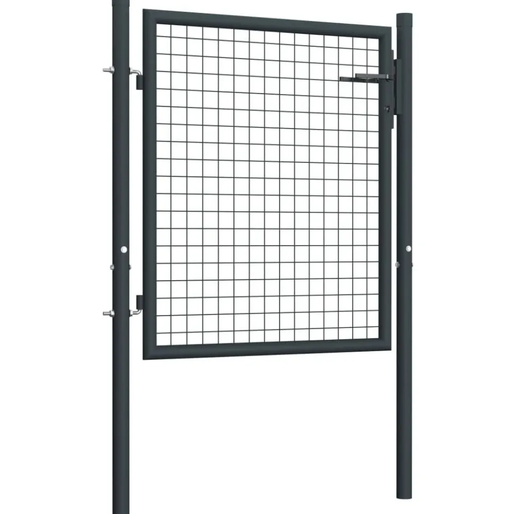 Best FinePRICE Puutarhaportti galvanoitu teräsverkko 100x125cm harmaa