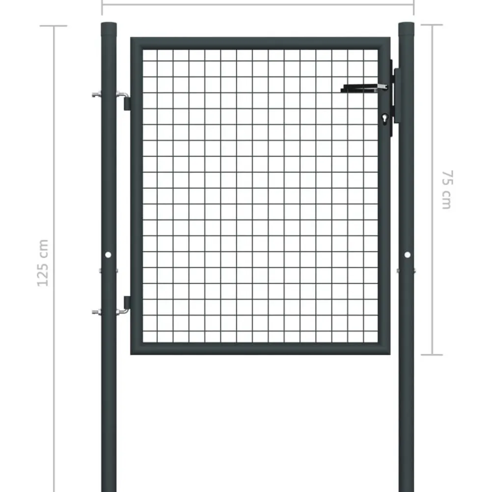 Best FinePRICE Puutarhaportti galvanoitu teräsverkko 100x125cm harmaa