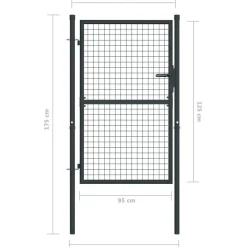 Outlet FinePRICE Puutarhaportti galvanoitu teräsverkko 100x175cm harmaa