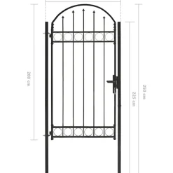 Clearance FinePRICE Puutarhaportti kaareva teräs 100x250cm musta