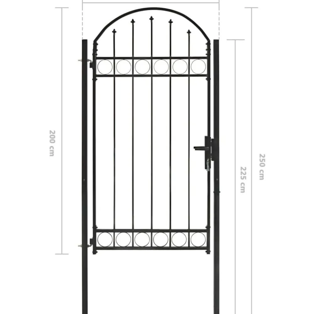Clearance FinePRICE Puutarhaportti kaareva teräs 100x250cm musta