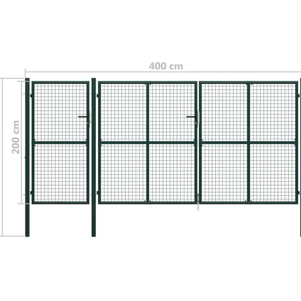 FinePRICE Puutarhaportti käyntiovella teräs 400x200cm vihreä