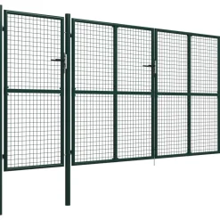 FinePRICE Puutarhaportti käyntiovella teräs 400x200cm vihreä