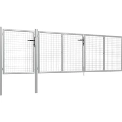 Best FinePRICE Puutarhaportti käyntiovella teräs 400x75cm hopea