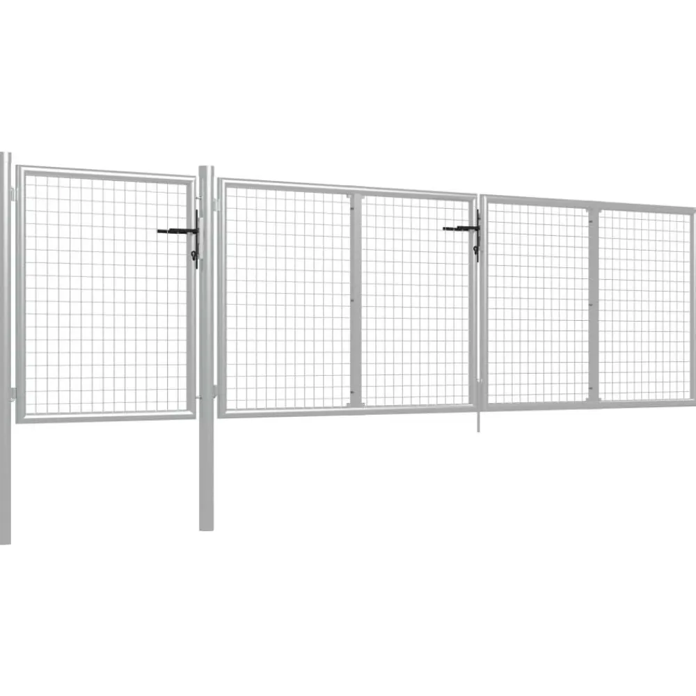 Best FinePRICE Puutarhaportti käyntiovella teräs 400x75cm hopea