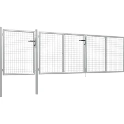 Online FinePRICE Puutarhaportti käyntiovella teräs 400x100cm hopea