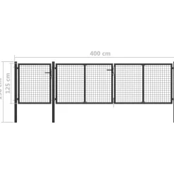 Discount FinePRICE Puutarhaportti käyntiovella teräs 400x100cm antrasiitti