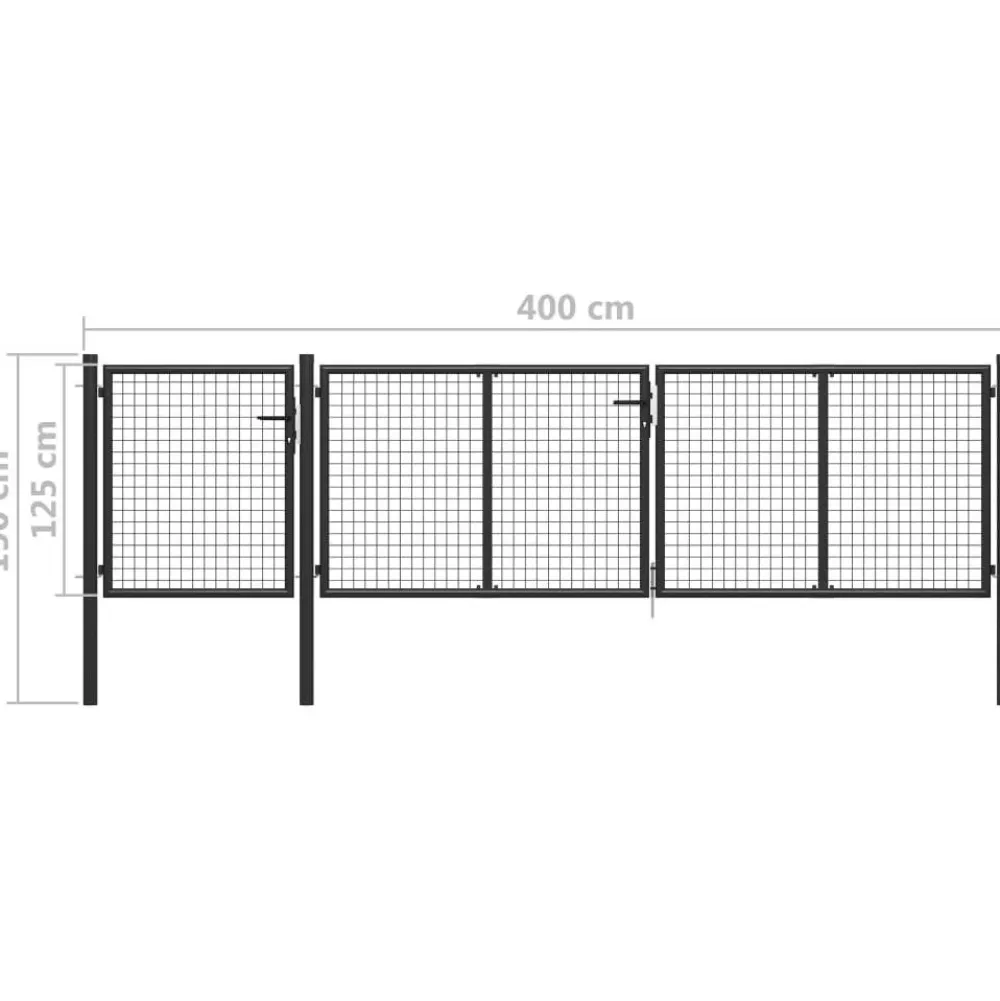Discount FinePRICE Puutarhaportti käyntiovella teräs 400x100cm antrasiitti