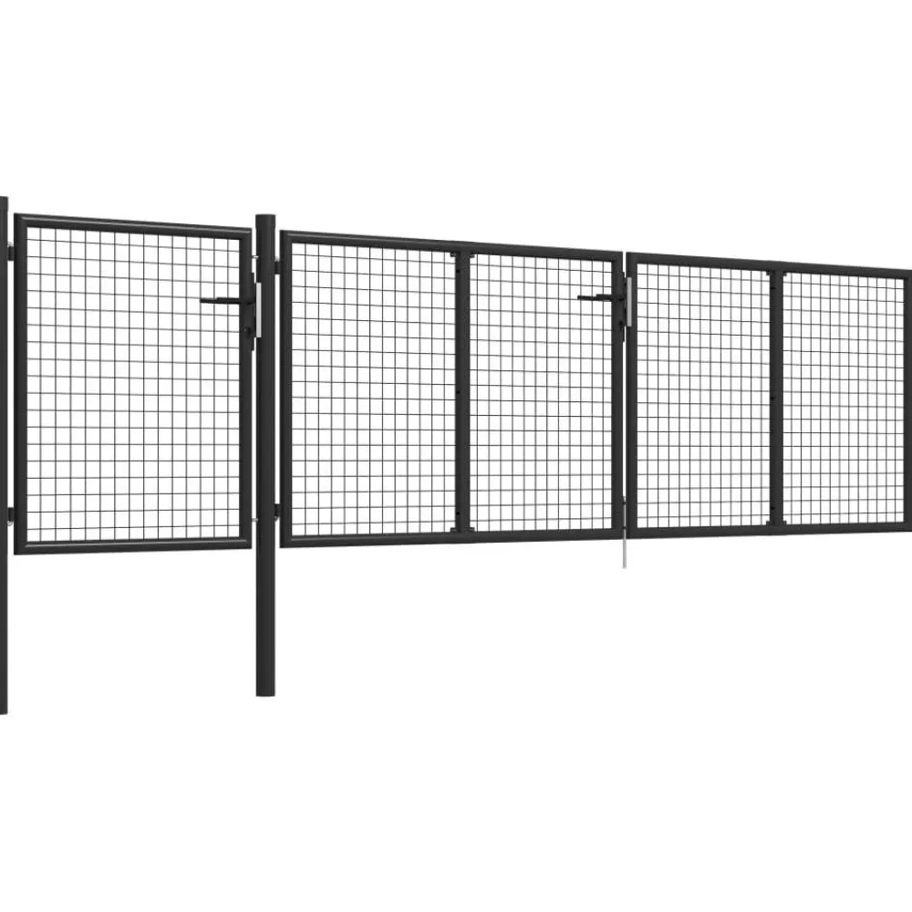 Discount FinePRICE Puutarhaportti käyntiovella teräs 400x100cm antrasiitti