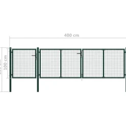 Outlet FinePRICE Puutarhaportti käyntiovella teräs 400x100cm vihreä