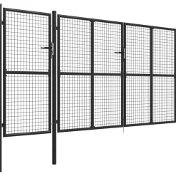 Outlet FinePRICE Puutarhaportti käyntiovella teräs 400x150cm antrasiitti