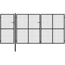 Outlet FinePRICE Puutarhaportti käyntiovella teräs 400x150cm antrasiitti