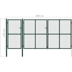 New FinePRICE Puutarhaportti käyntiovella teräs 400x150cm vihreä