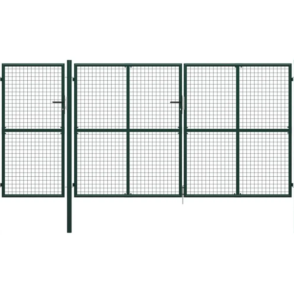 New FinePRICE Puutarhaportti käyntiovella teräs 400x150cm vihreä