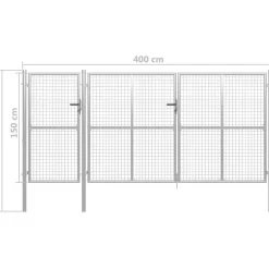 Online FinePRICE Puutarhaportti käyntiovella teräs 400x150cm hopea