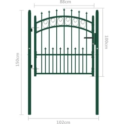 Sale FinePRICE Puutarhaportti piikeillä, teräs, 100x100-200cm, eri kokoja ja värejä