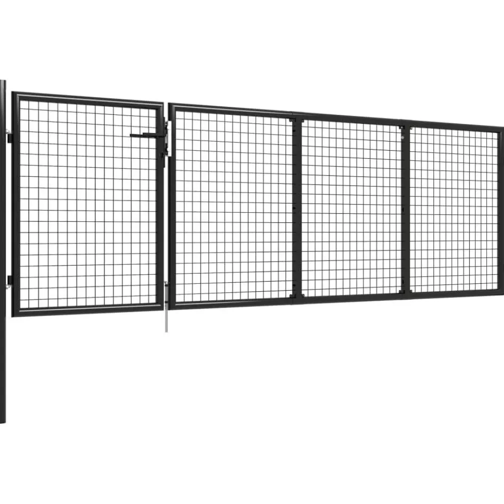 Sale FinePRICE Puutarhaportti teräs 350x100cm antrasiitti