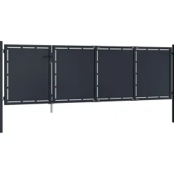 Sale FinePRICE Puutarhaportti teräs 350x75cm umpinainen antrasiitti