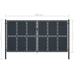 Outlet FinePRICE Puutarhaportti teräs 400x175cm umpinainen antrasiitti